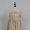 summer fashion casual solid linen dress for girls